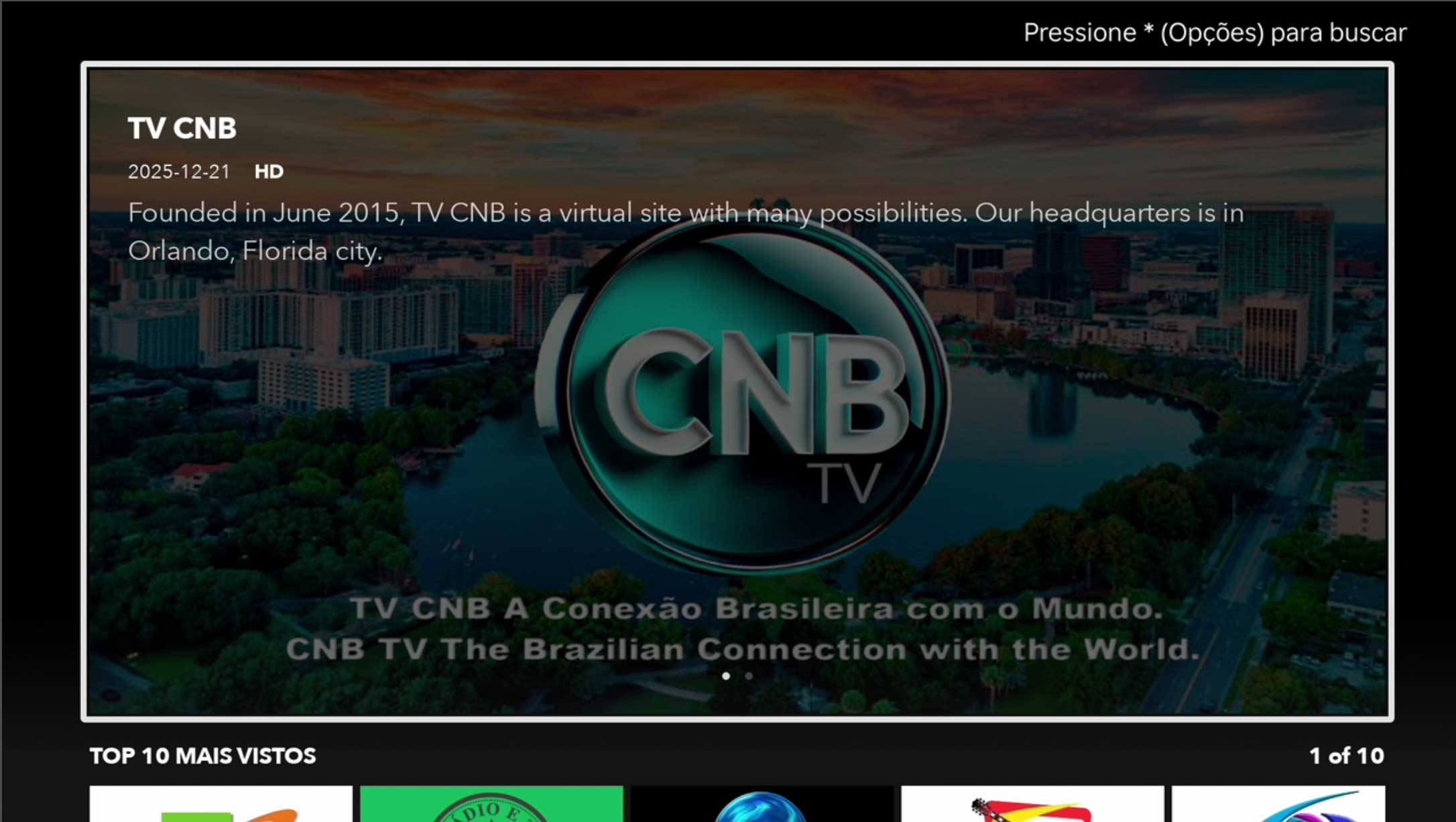 Canal com super banner em destaque