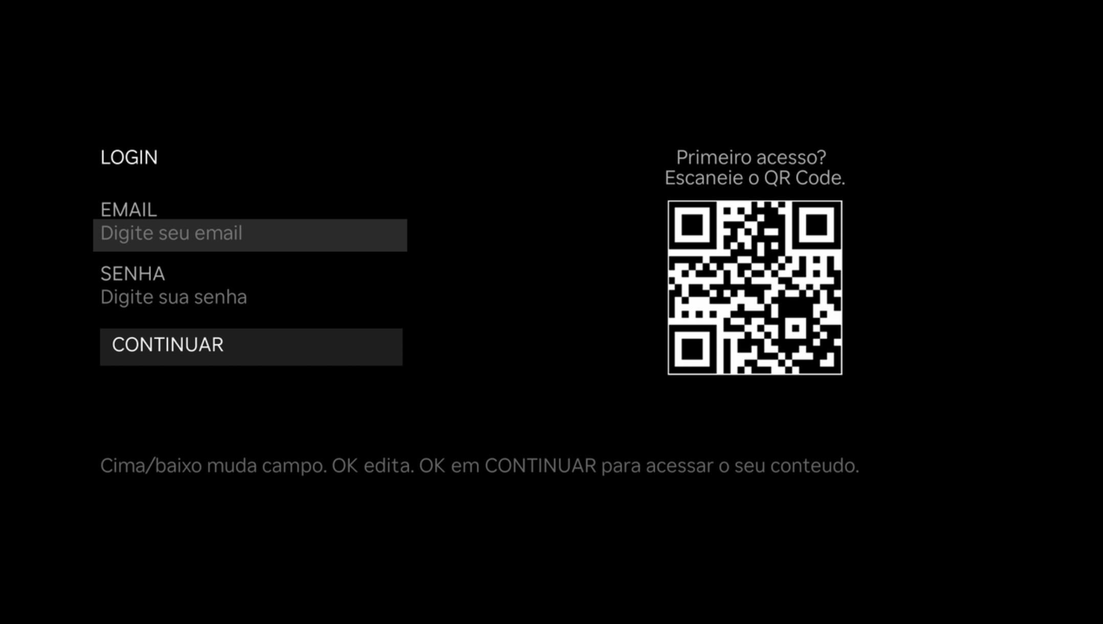 Tela de autenticação com QR Code